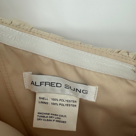 Alfred Sung Off-The-Shoulder Ruffle Neck Satin Trumpet Gown Size 4 - Picture 7 of 13